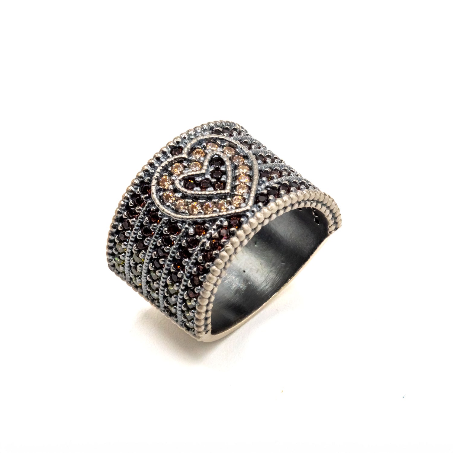 Anillo Ancho Plata Corazón