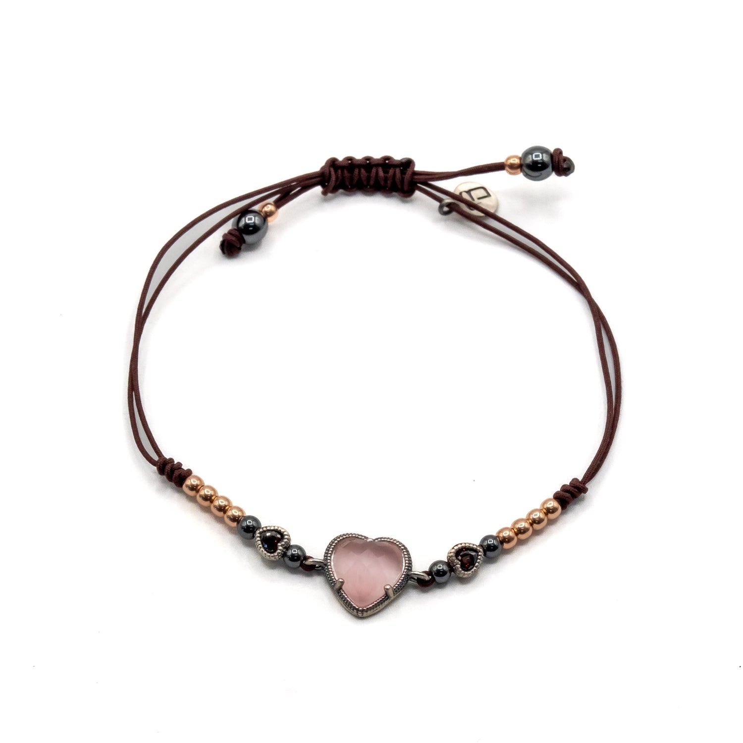 Pulsera Plata Macramé Corazón