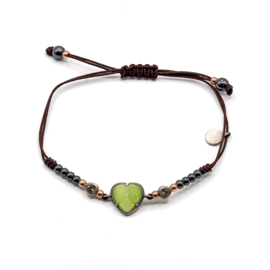 Pulsera Plata Macramé Corazón