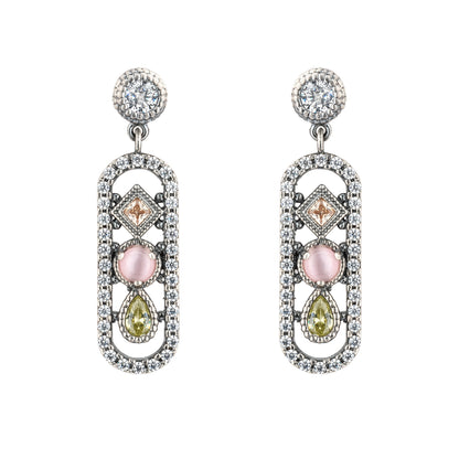 FAT-77 PENDIENTES PLATA FÁTIMA, OJO DE GATO ROSA, CIRCONITAS