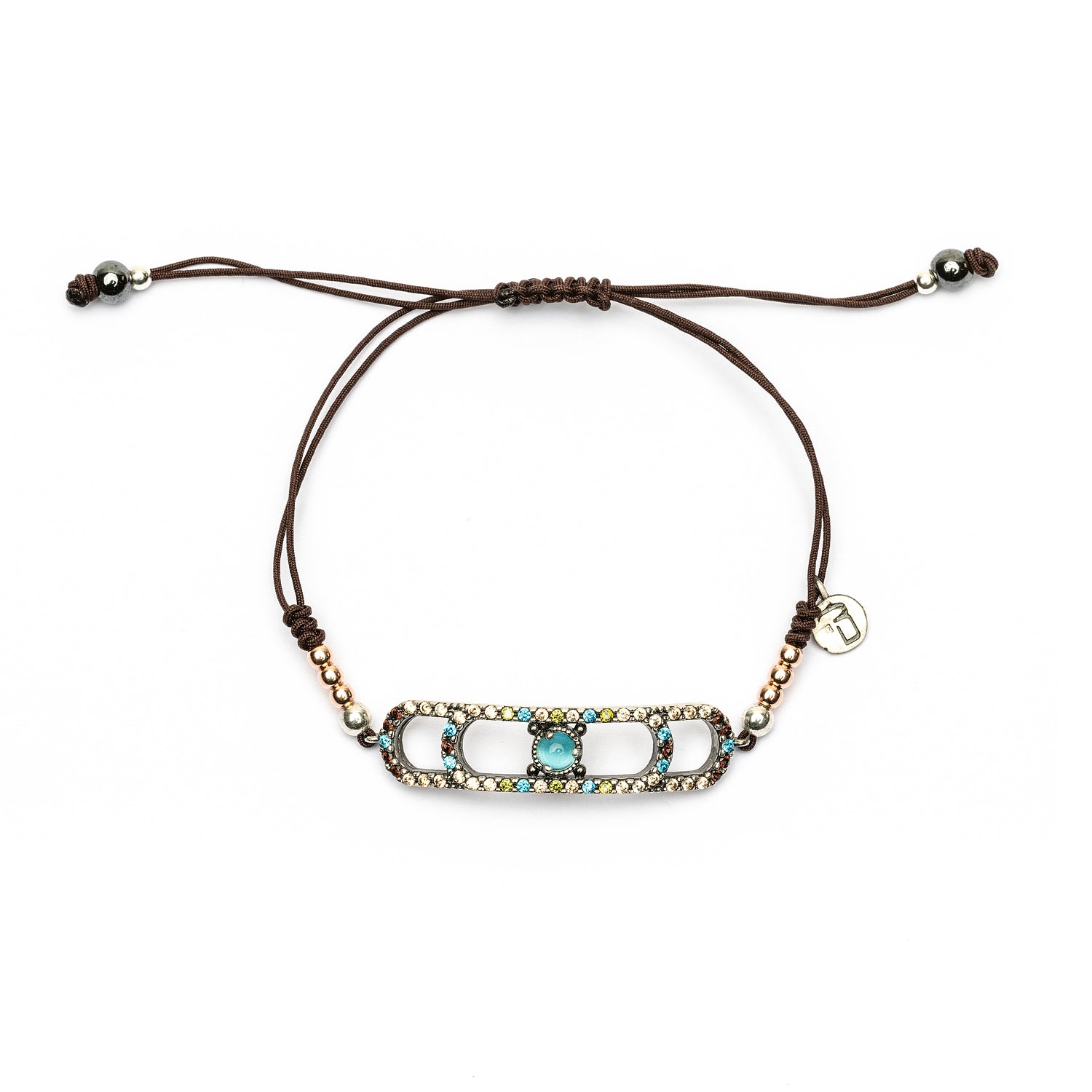 FAT-95 PULSERA MACRAMÉ PLATA FÁTIMA, OJO DE GATO AZUL, CIRCONITAS