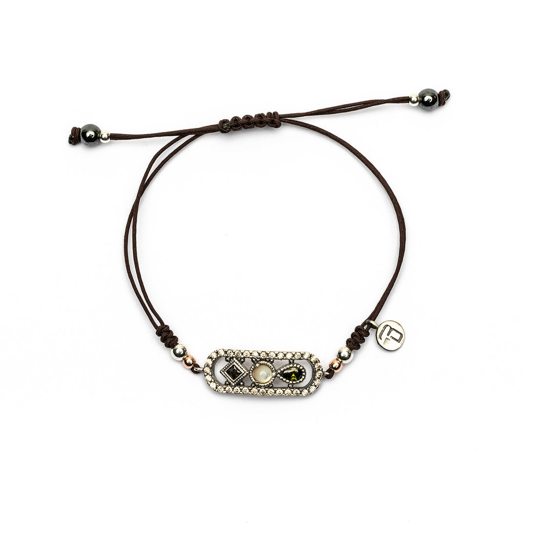 FAT-99 PULSERA MACRAMÉ PLATA FÁTIMA, PIEDRA LUNA, CIRCONITAS