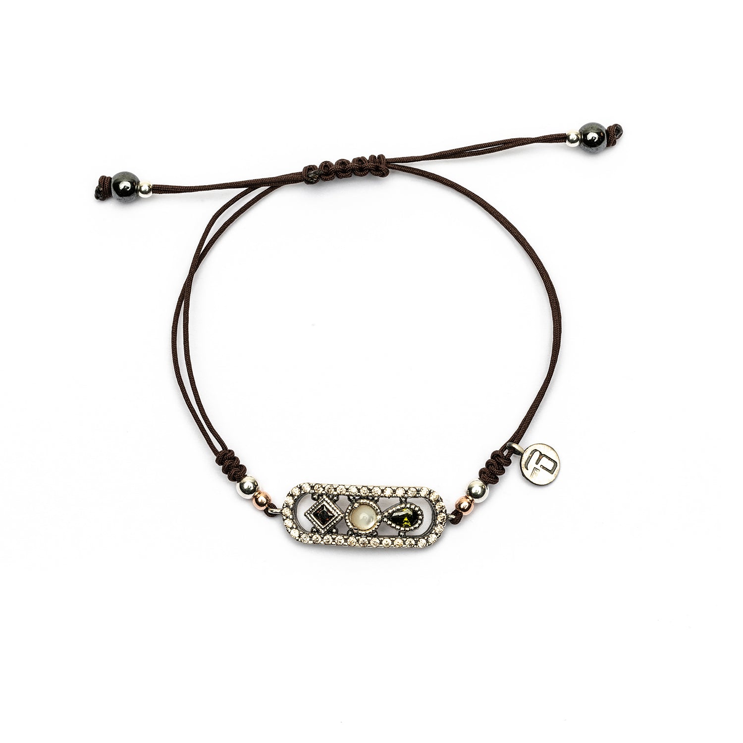 FAT-99 PULSERA MACRAMÉ PLATA FÁTIMA, PIEDRA LUNA, CIRCONITAS
