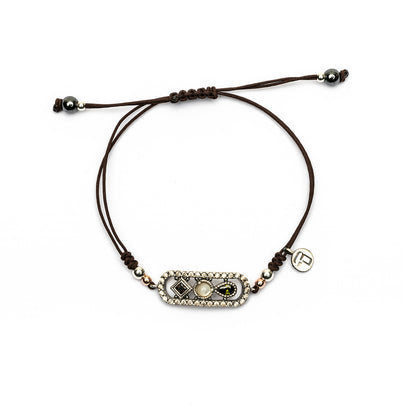 FAT-99 PULSERA MACRAMÉ PLATA FÁTIMA, PIEDRA LUNA, CIRCONITAS