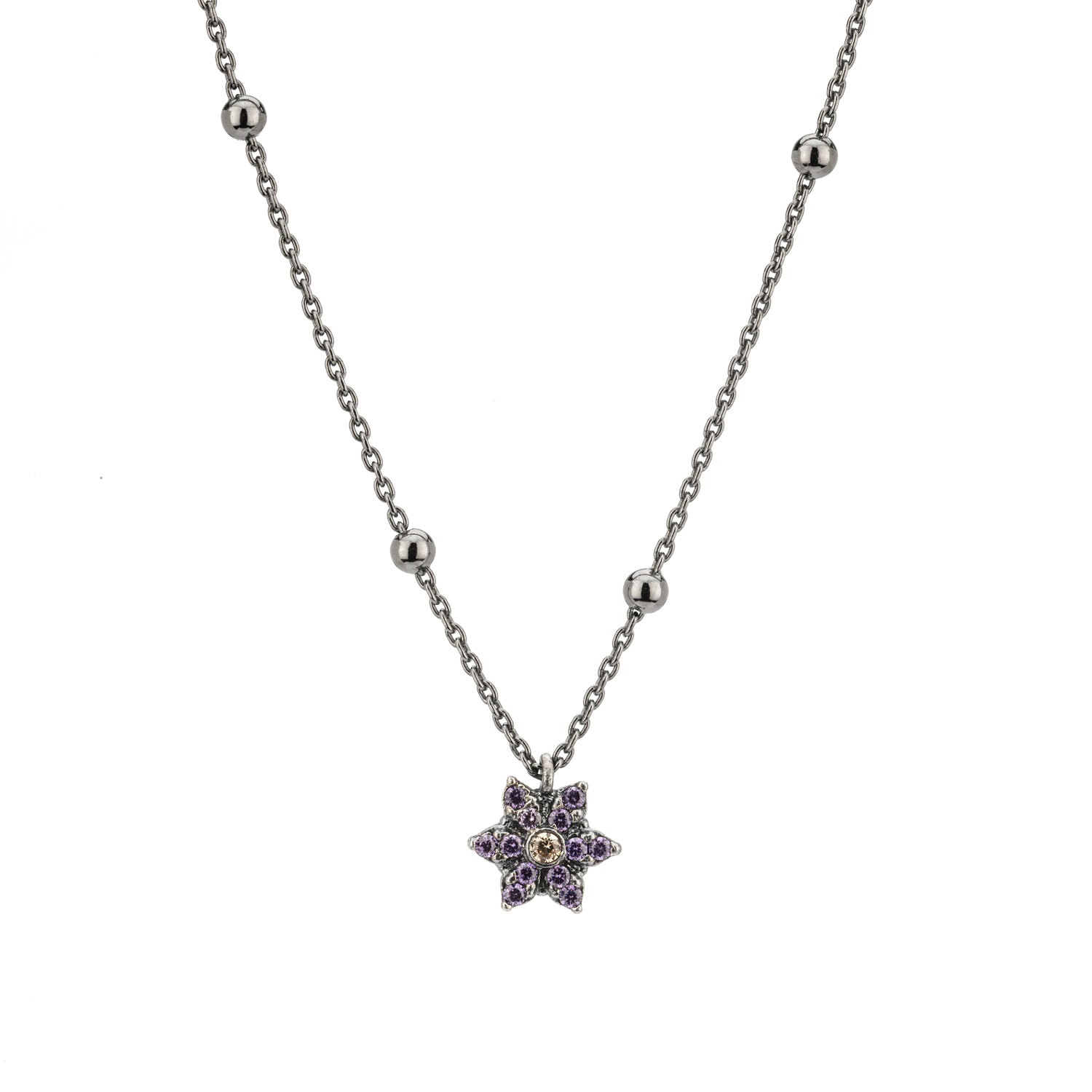 Colgante Flor Mini Circonitas Frida Plata