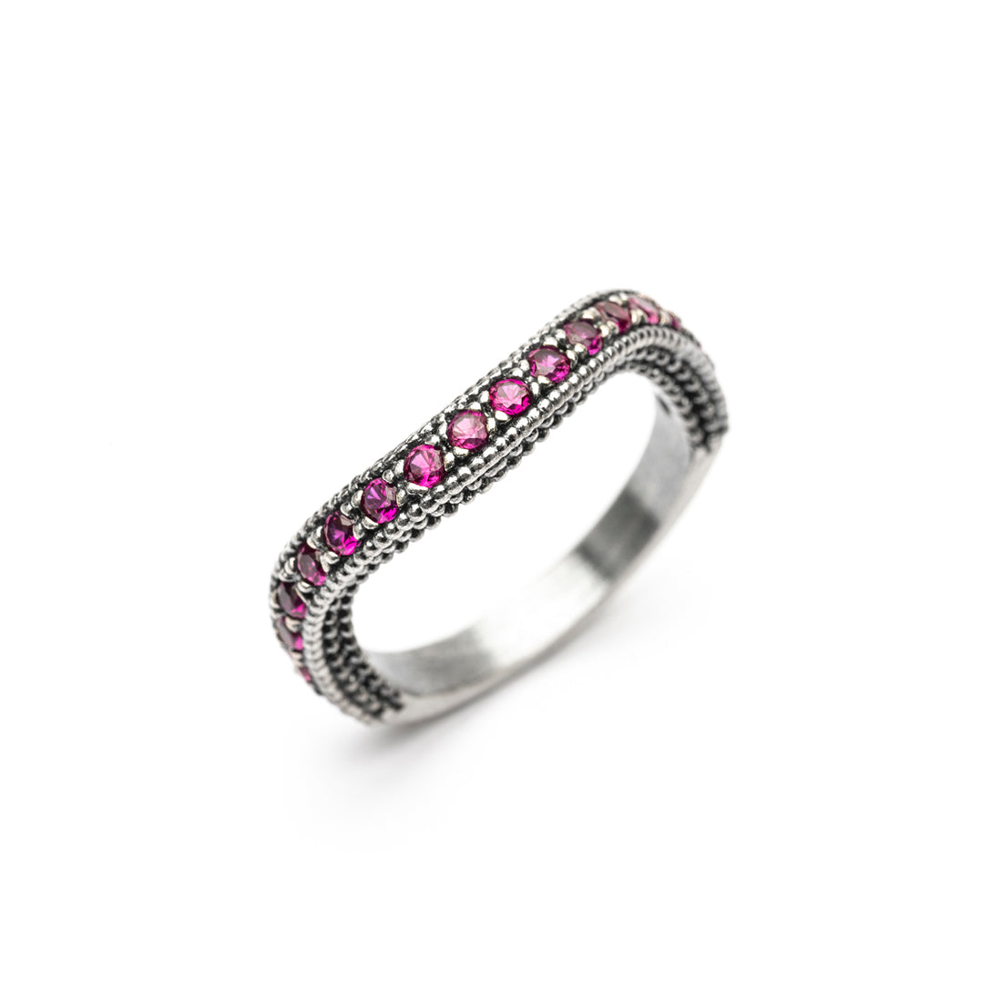 Anillo Plata Ondulado Circonitas