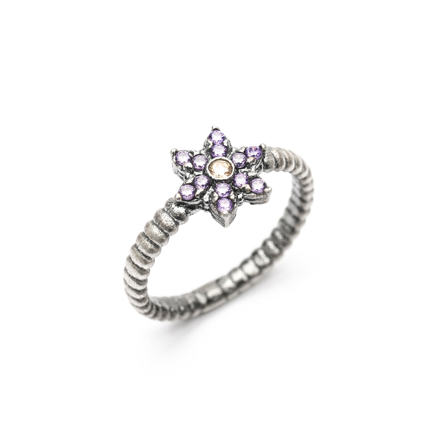 Anillo Plata Flor Mini Circonitas Frida