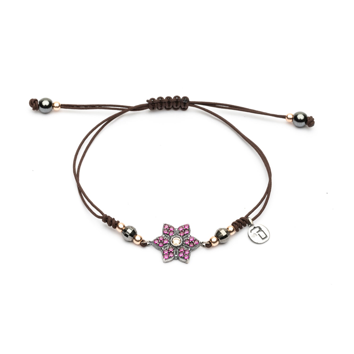 Pulsera Flor Circonitas Frida Plata Macramé