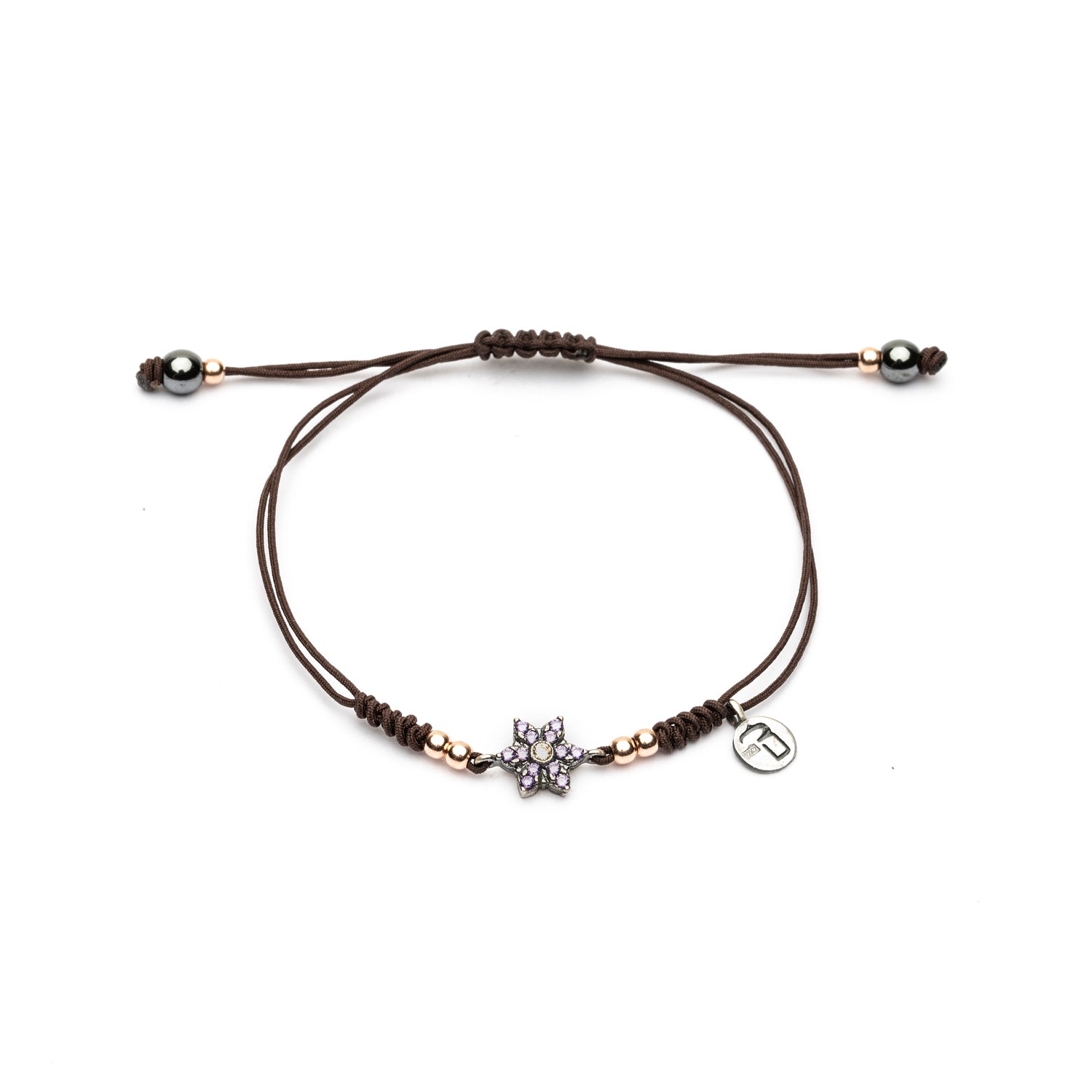 Pulsera Flor Mini Circonitas Frida Plata Macramé