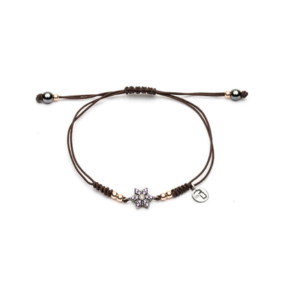 Pulsera Flor Mini Circonitas Frida Plata Macramé