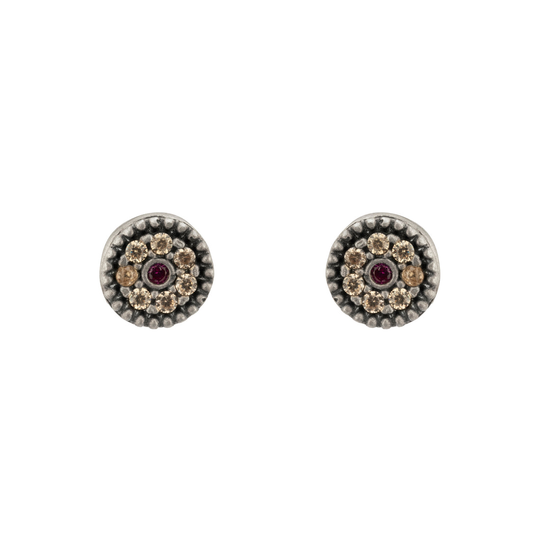 Pendientes Plata Botón Mini Circonitas
