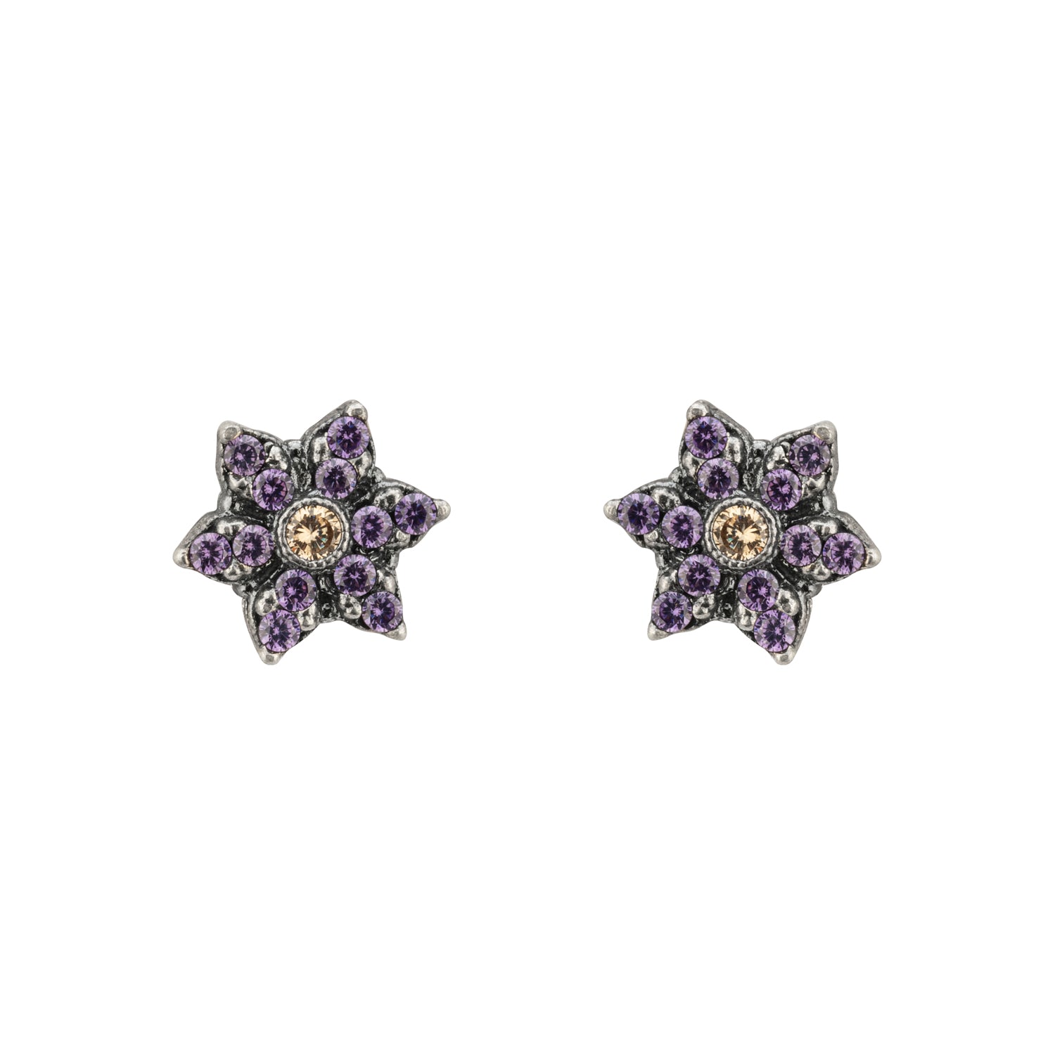 Pendientes Plata Botón Flor Mini Circonitas Frida