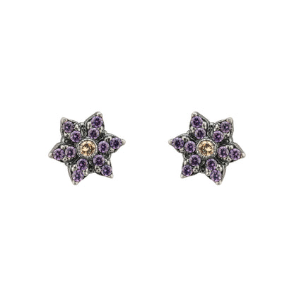 Pendientes Plata Botón Flor Mini Circonitas Frida