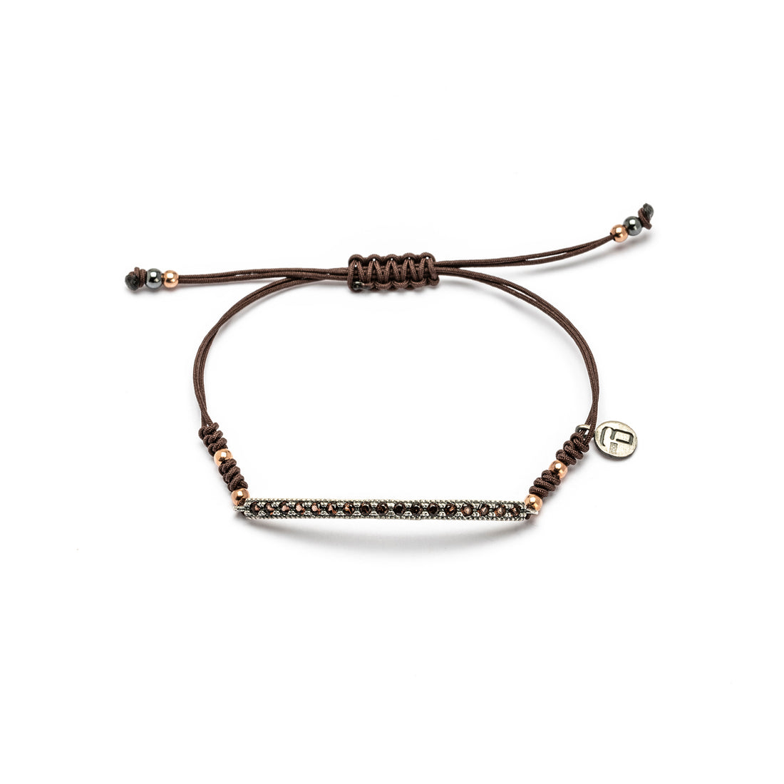 MA-486 PULSERA MACRAMÉ PLATA TIRA CIRCONITA BROWN