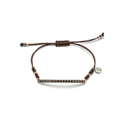 MA-486 PULSERA MACRAMÉ PLATA TIRA CIRCONITA BROWN