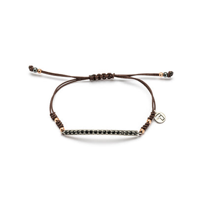 Macramé Silver Bracelet Strip Zirconia
