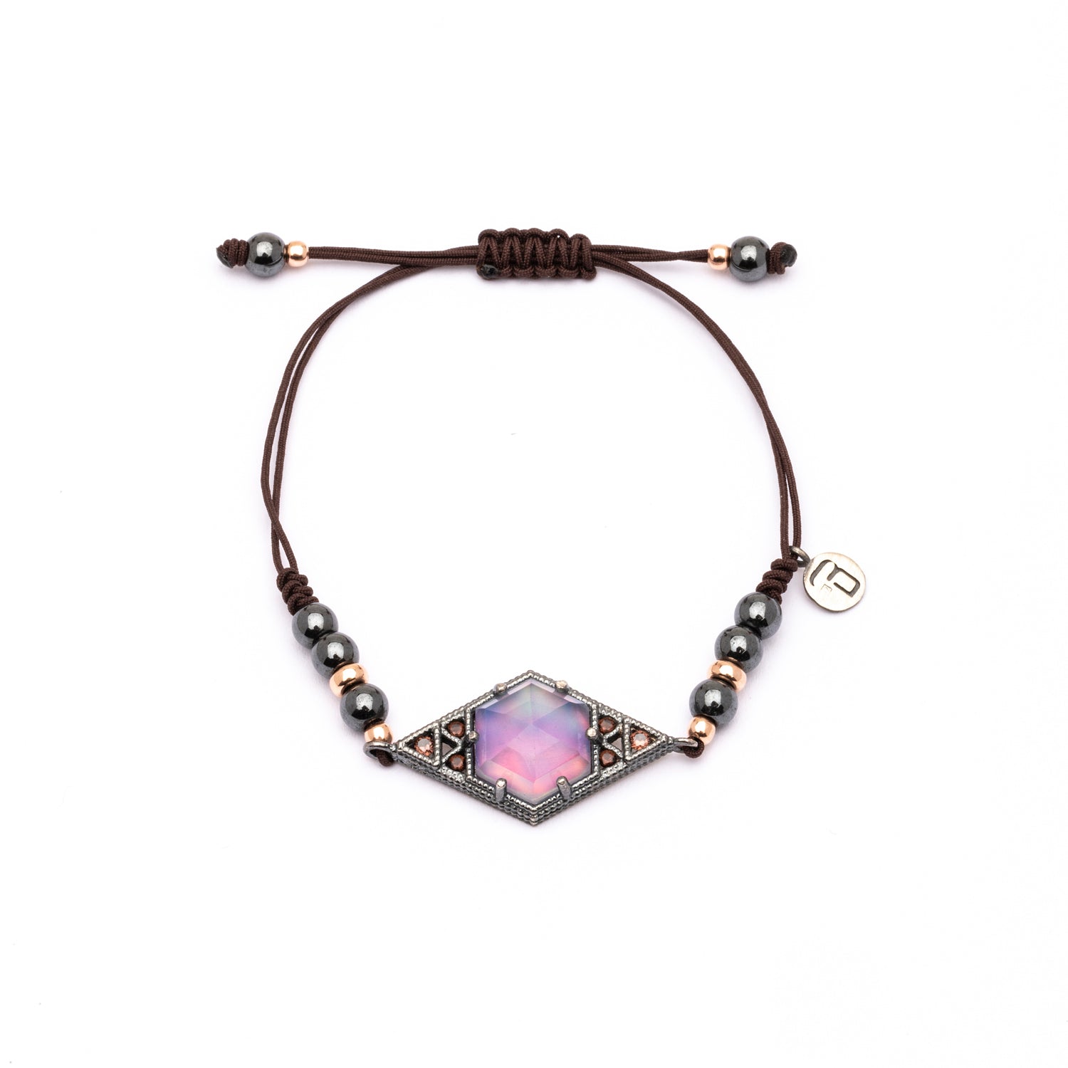 Pulsera Macramé Rombo Plata