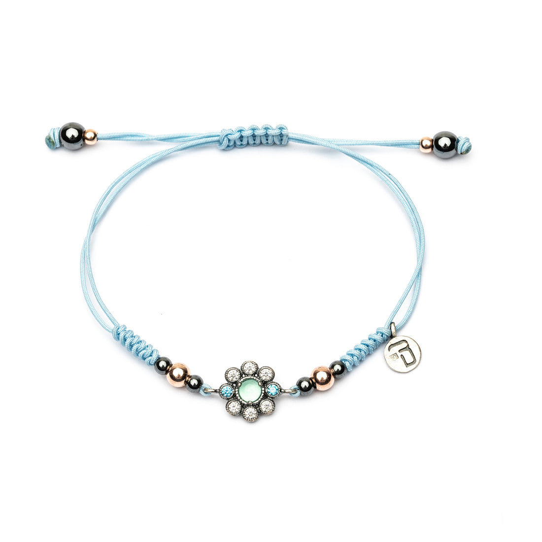 Pulsera Plata Macramé Flor