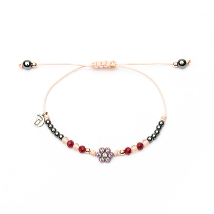 Pulsera Plata Macramé Flor Pequeña