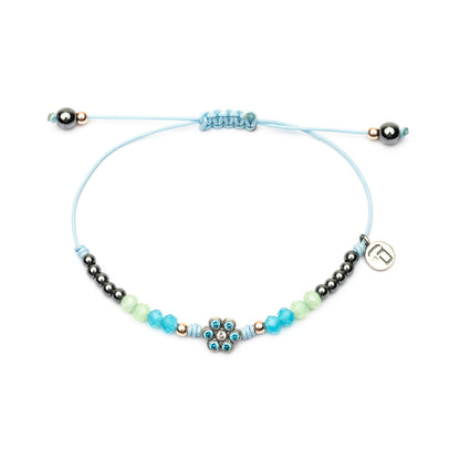 Pulsera Plata Macramé Flor Pequeña