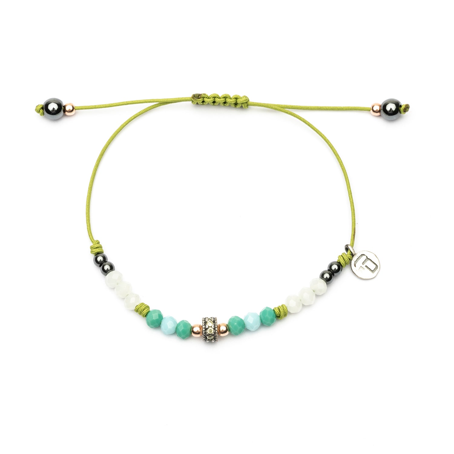Pulsera Plata Macramé Aro Circonitas
