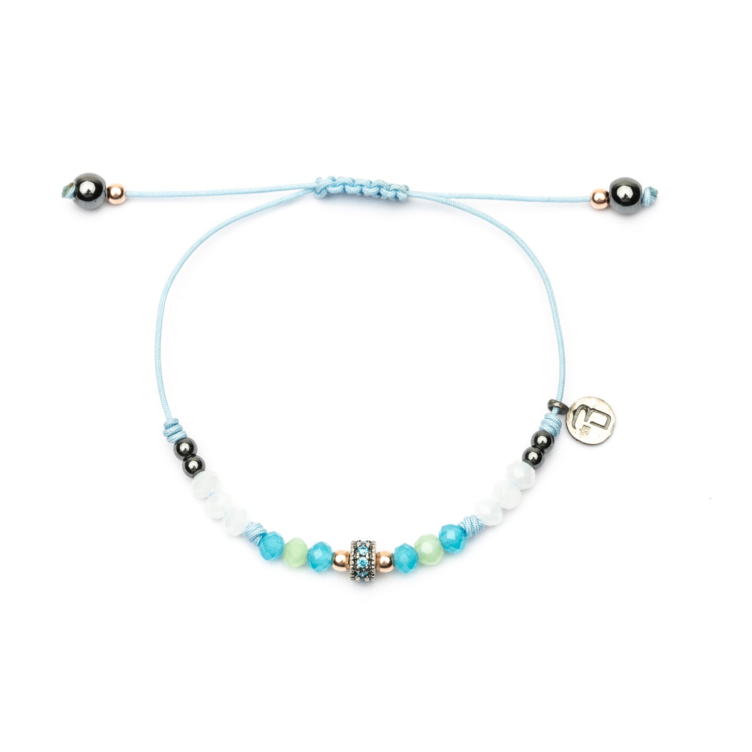 Pulsera Plata Macramé Aro Circonitas