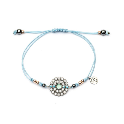 Pulsera Plata Macramé Circulo