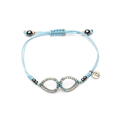 Pulsera Plata Macramé Doble Gota