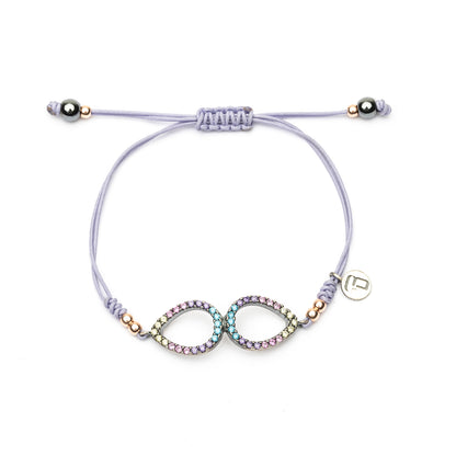 Pulsera Plata Macramé Doble Gota