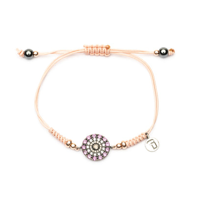 Pulsera Plata Macramé Ojo de Gato Salmón Orla