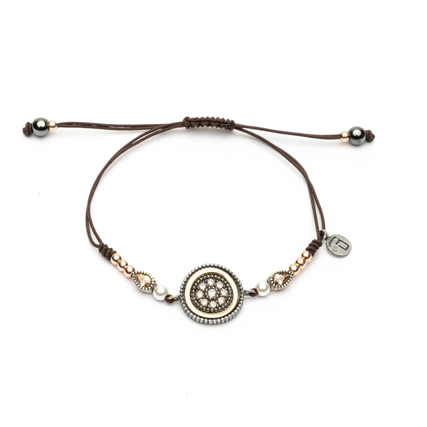 Pulsera Pequeña Plata Bronce Macramé