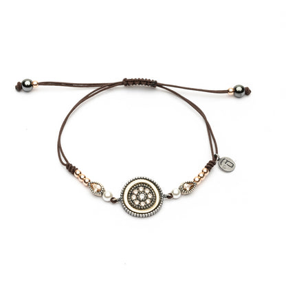 Pulsera Pequeña Plata Bronce Macramé