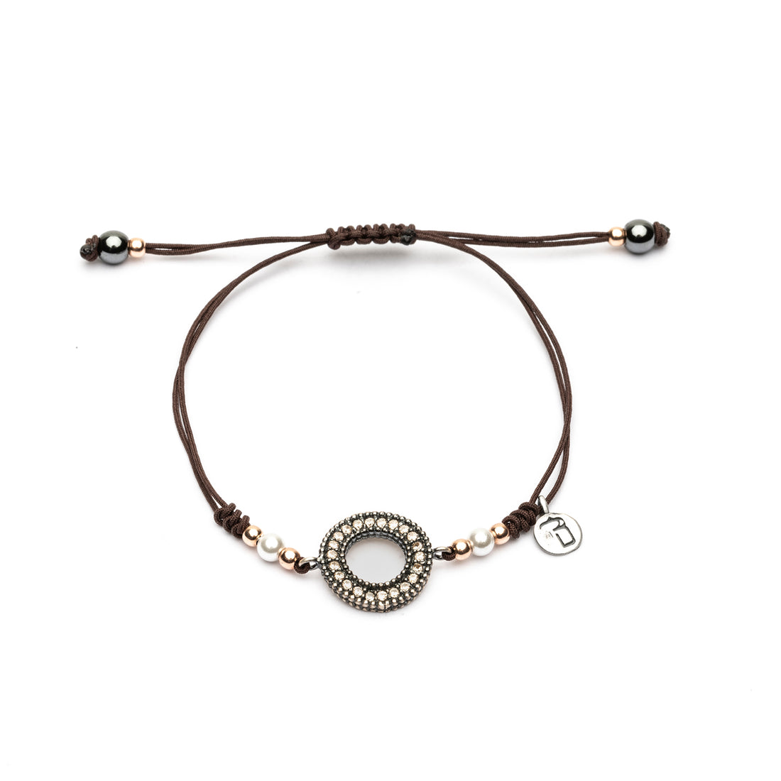 Pulsera Plata Macramé Aro Ondulado