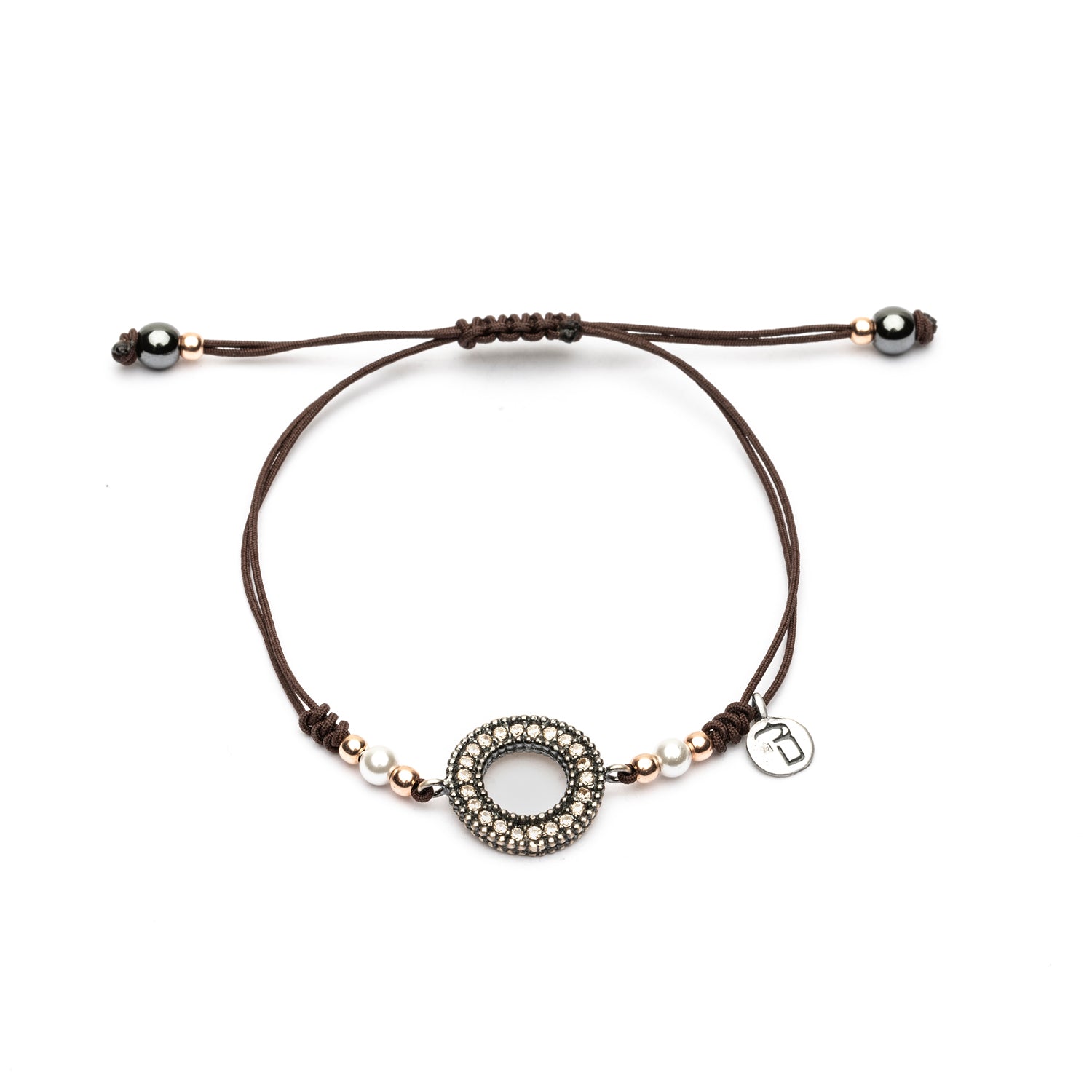 Pulsera Plata Macramé Aro Ondulado