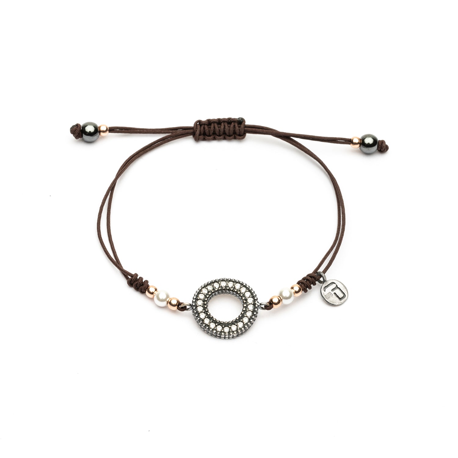 Pulsera Plata Macramé Aro Ondulado