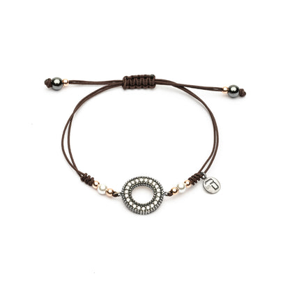 Pulsera Plata Macramé Aro Ondulado