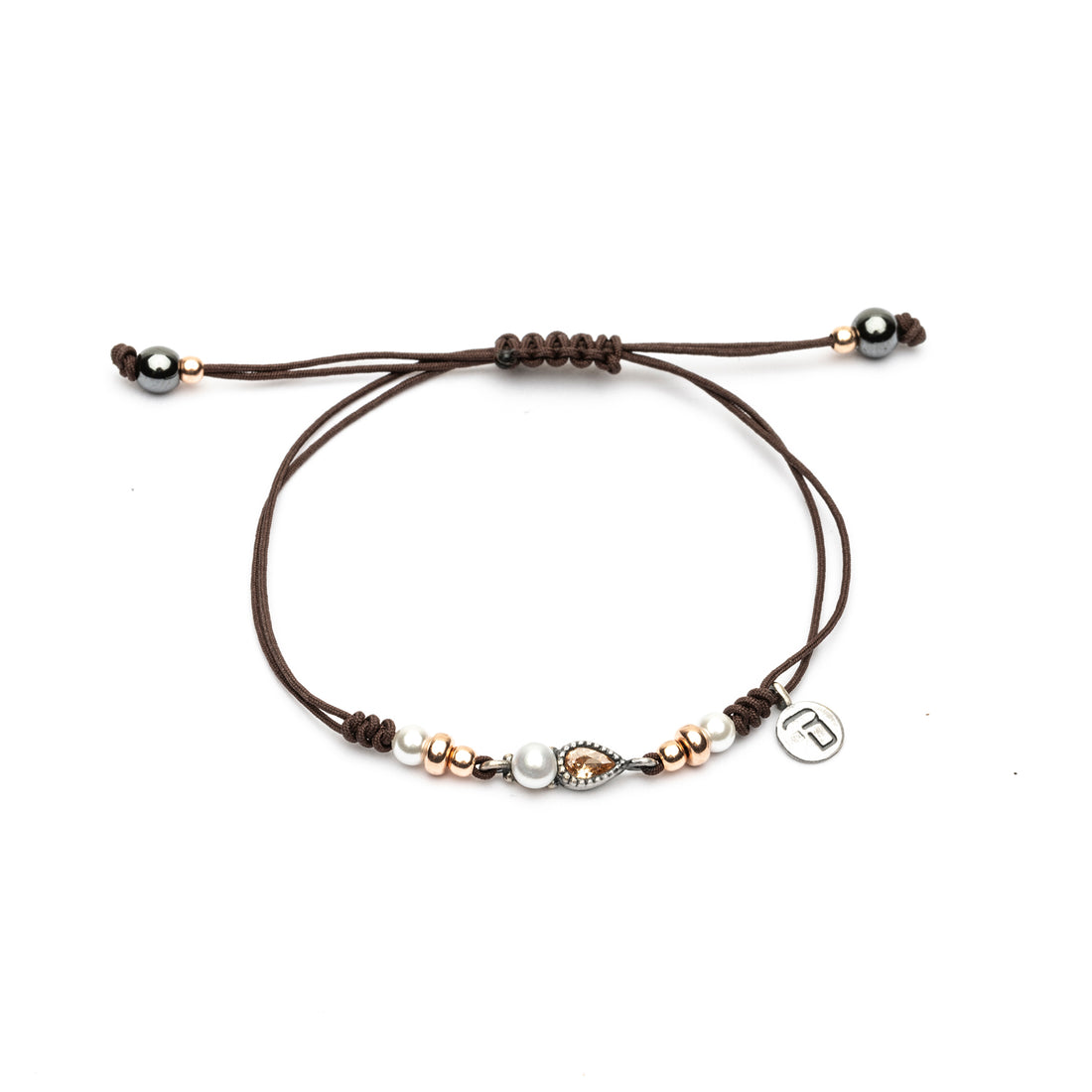 Pulsera Plata Macramé Perla