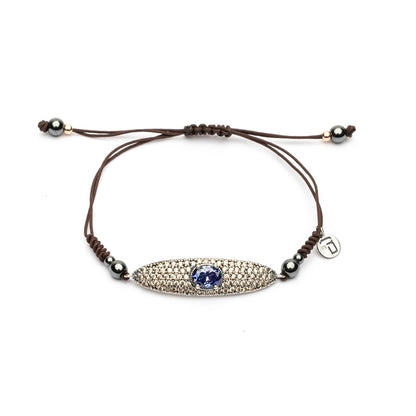 Pulsera Plata Macramé Circonita