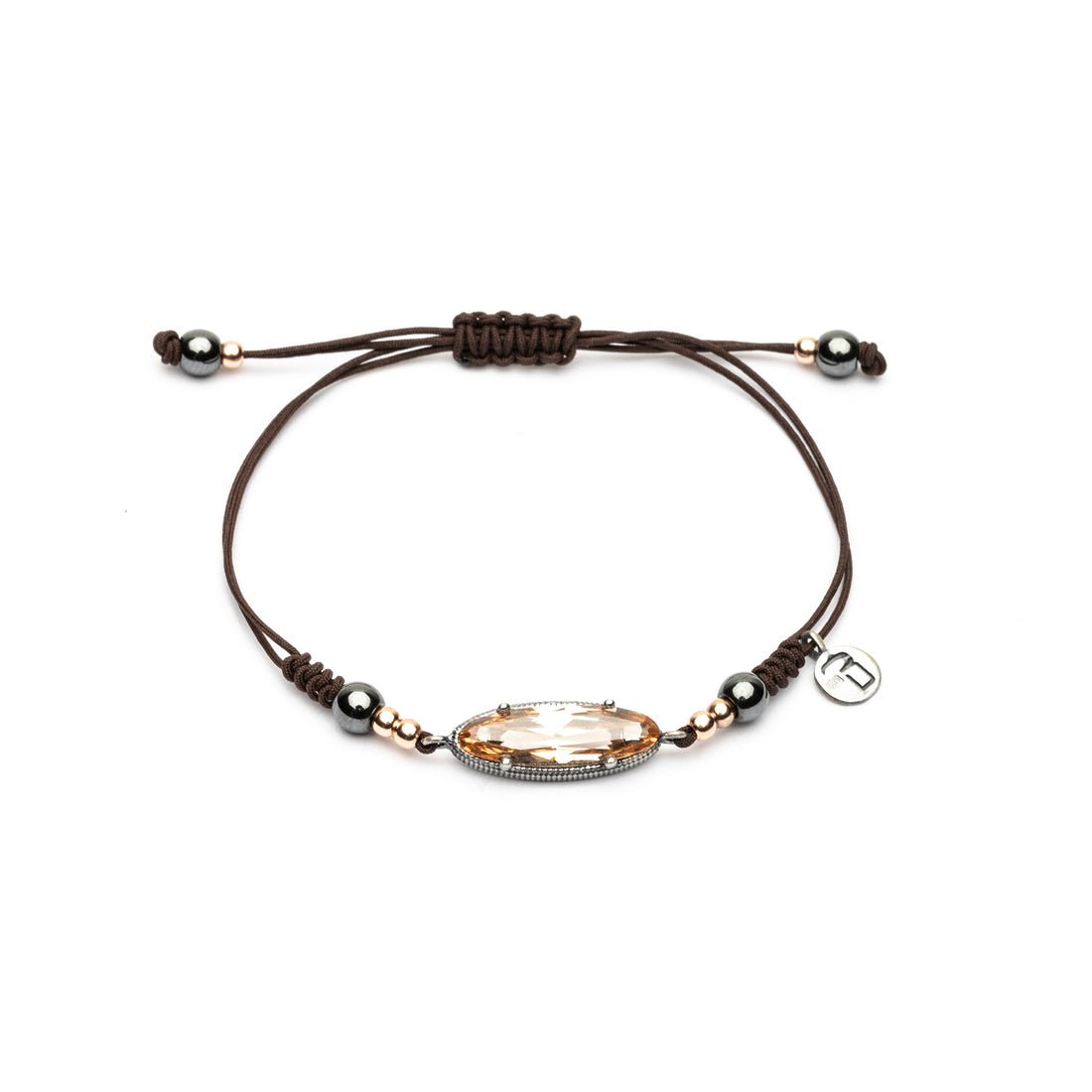 Pulsera Plata Macramé Circonita Oval