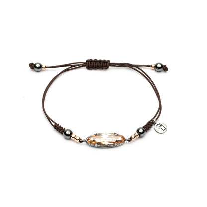 Pulsera Plata Macramé Circonita Oval