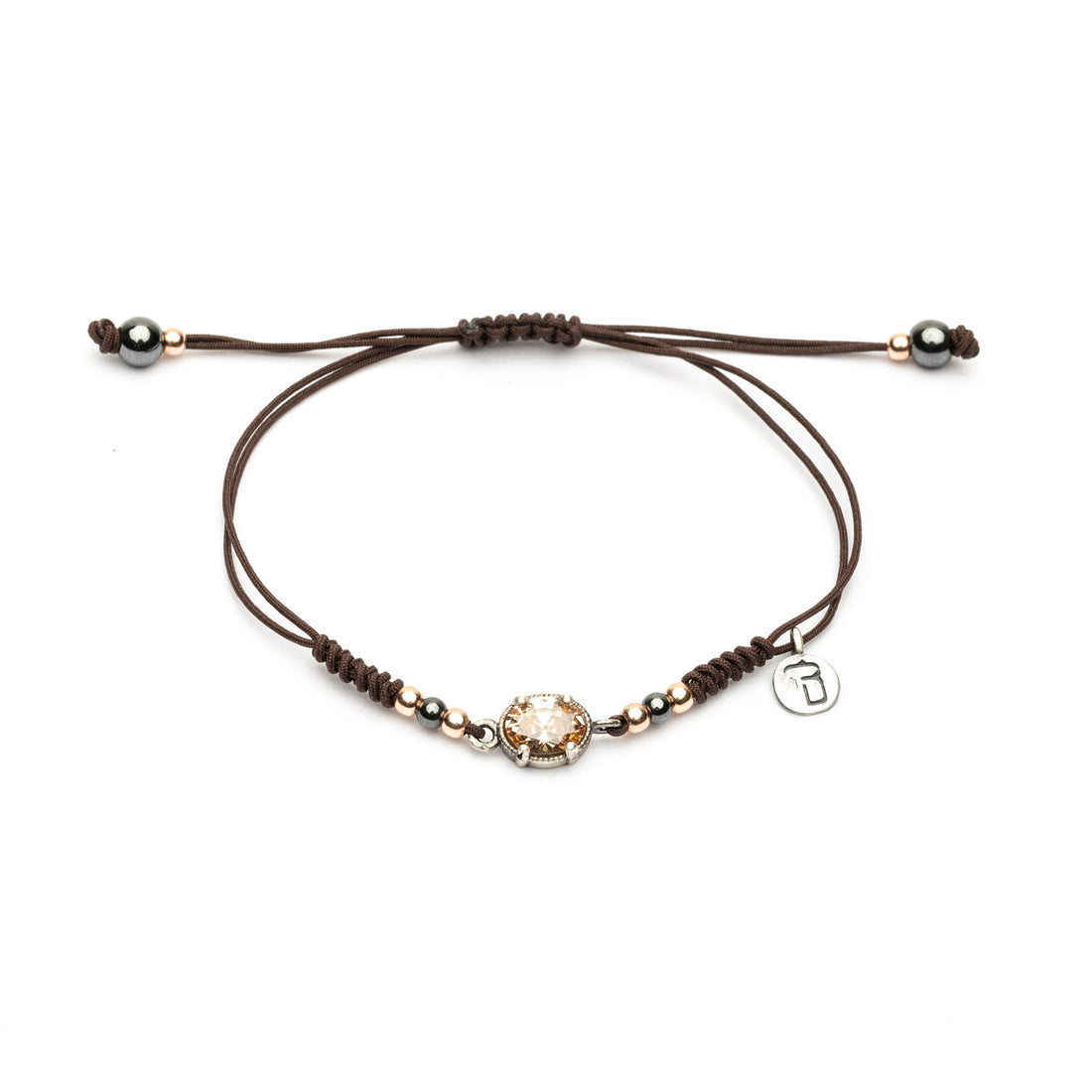 Pulsera Plata Macramé Circonita Ovalada