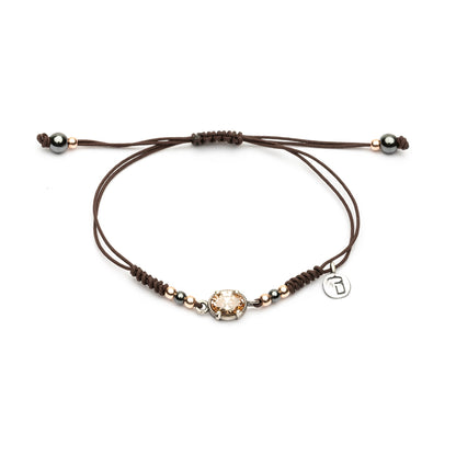 Pulsera Plata Macramé Circonita Ovalada