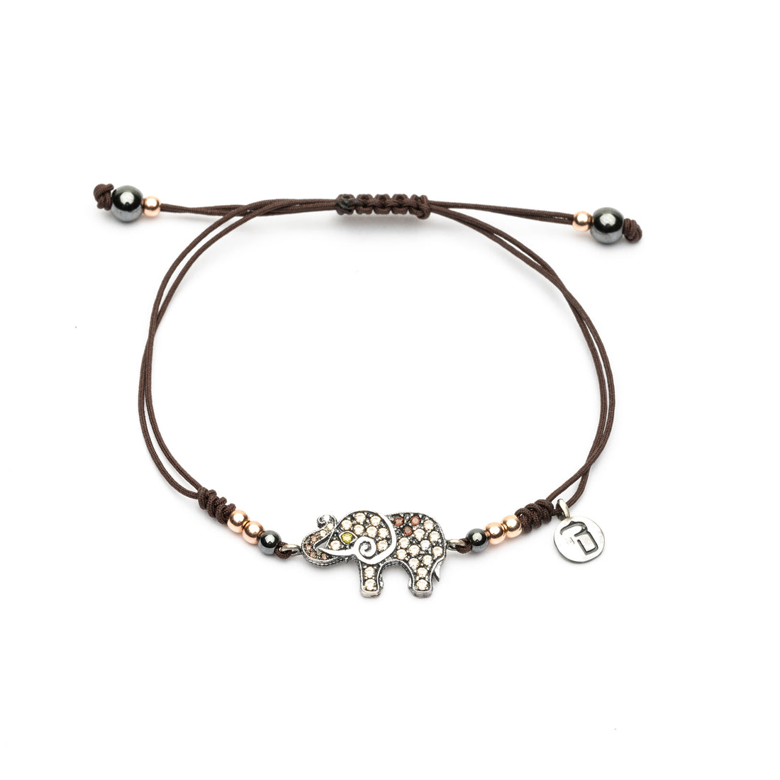 Pulsera Plata Macramé Elefante