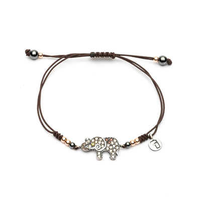 Pulsera Plata Macramé Elefante