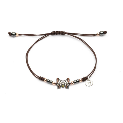 Pulsera Plata Macramé Mariposa