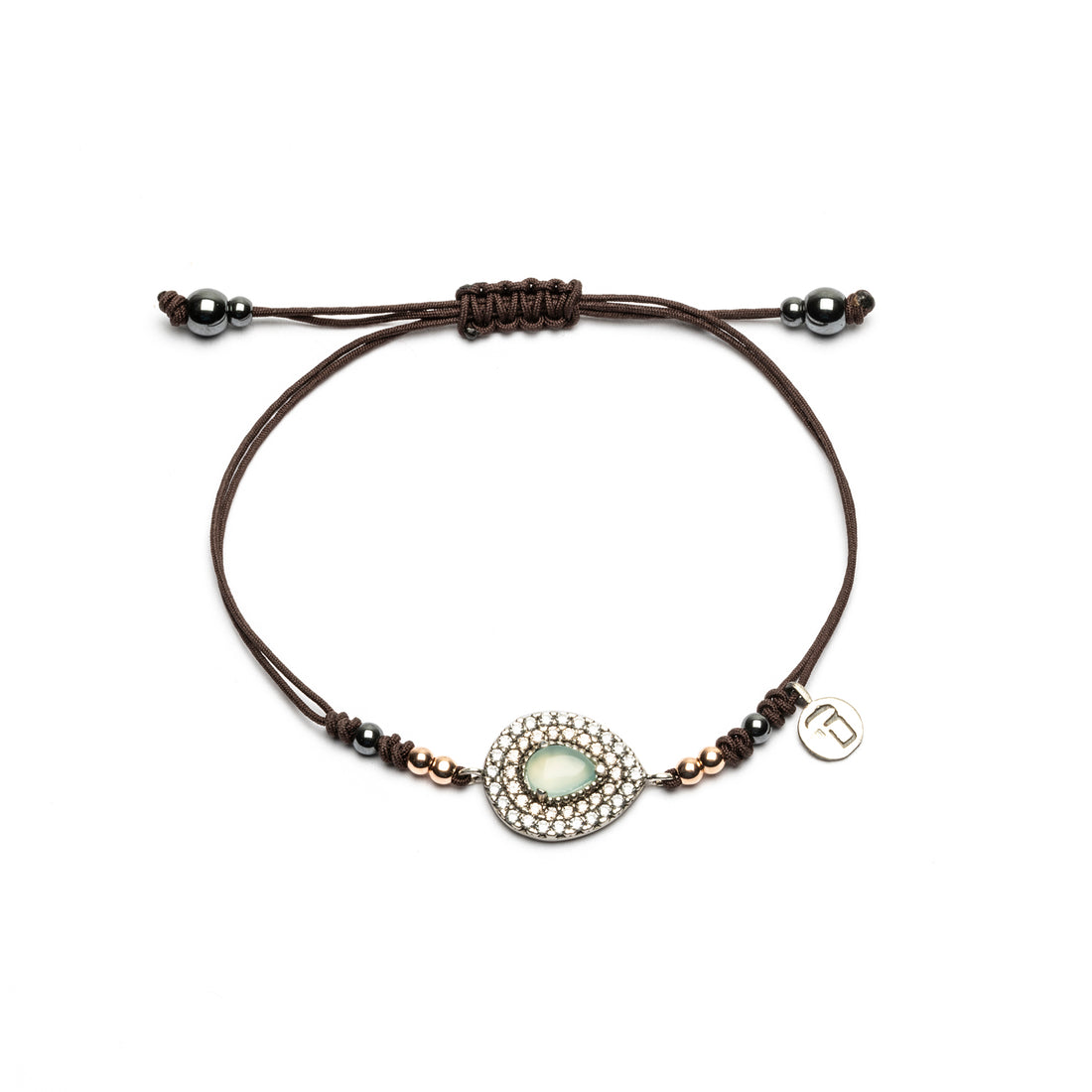 Pulsera Plata Macramé Calcedonia Orla Circonitas