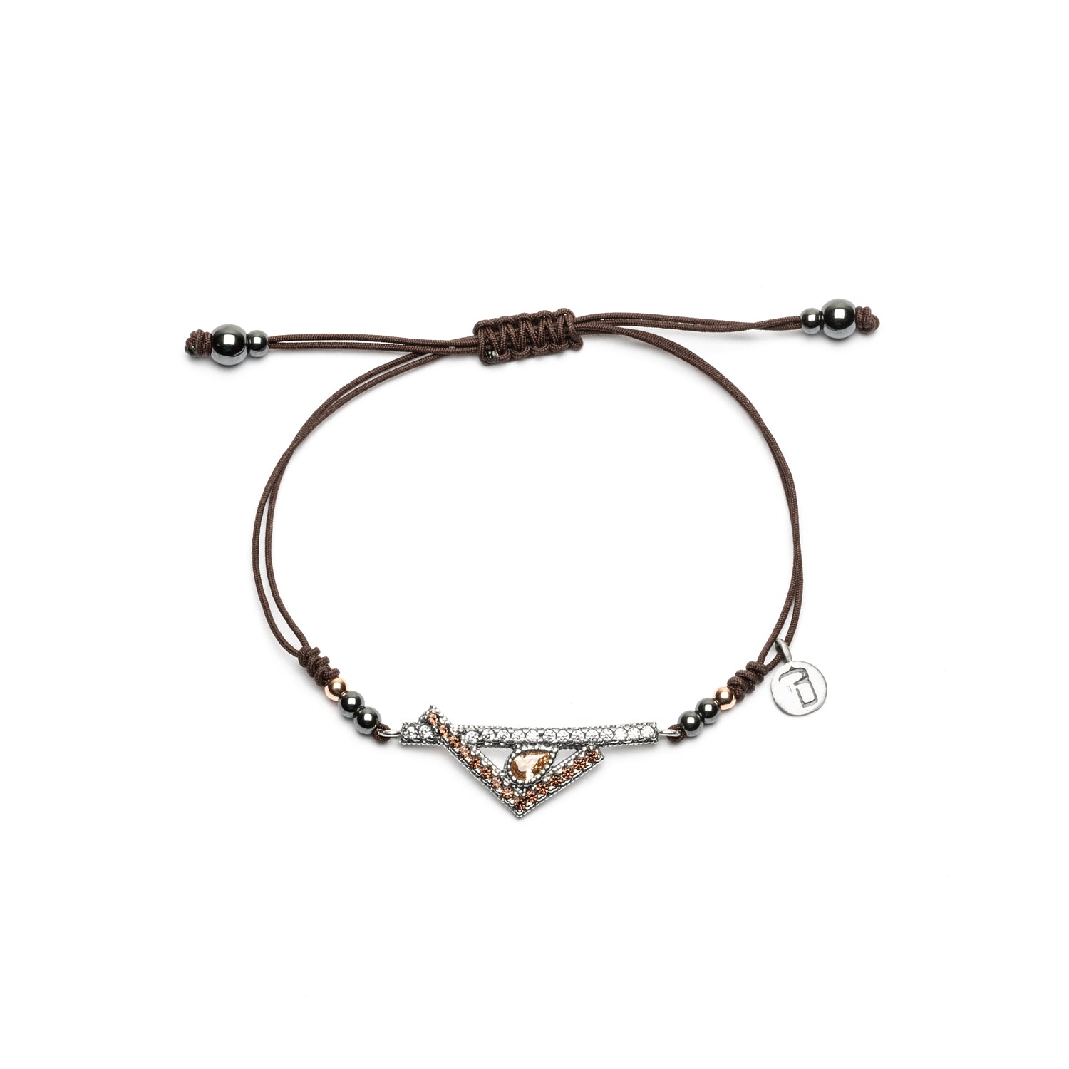 Silver Macrame Bracelet with Cubic Zirconia Strips