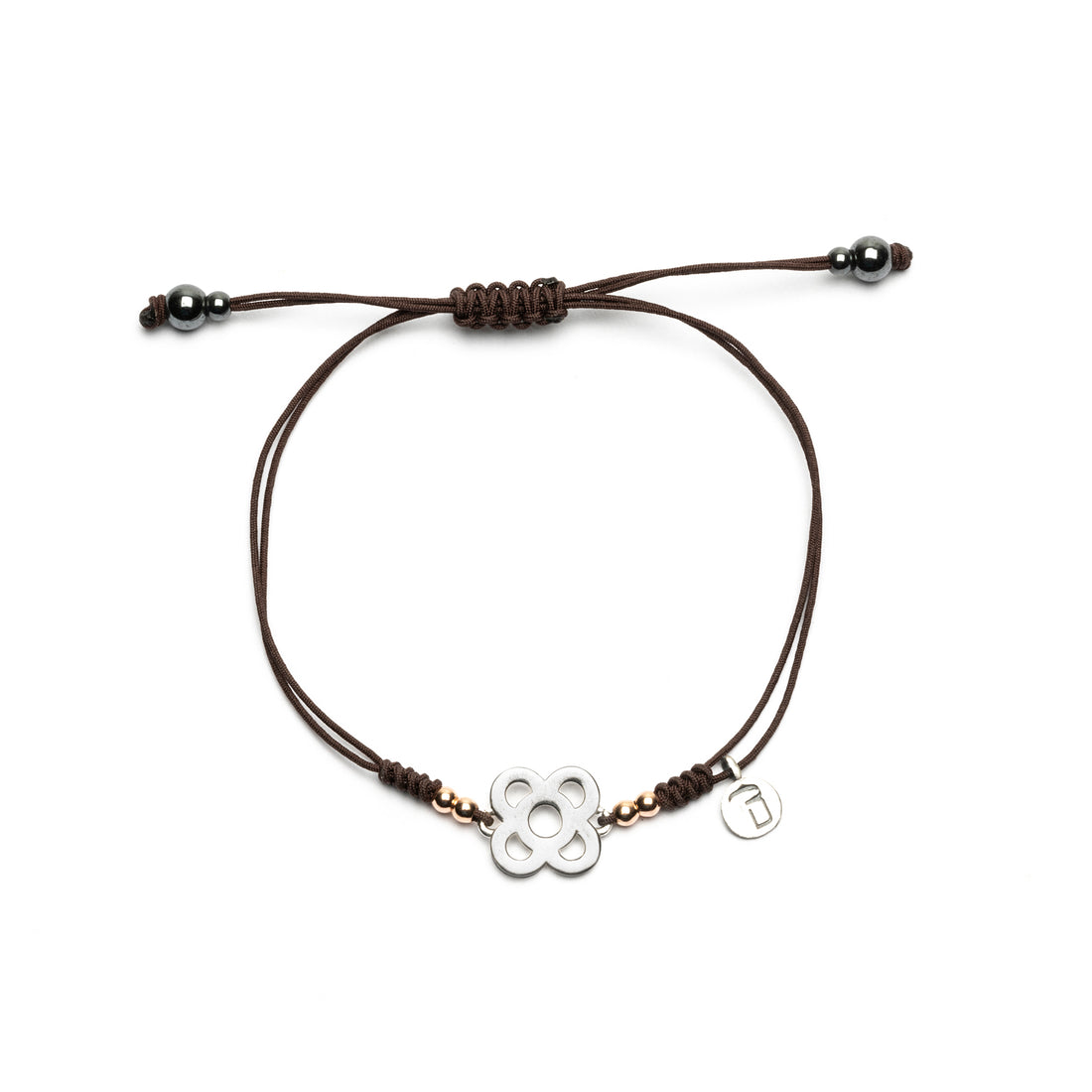 Silver Macrame Bracelet with Small Relief Panot