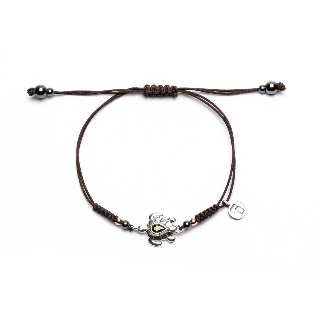 Pulsera Plata Macramé Tortuga Pequeña