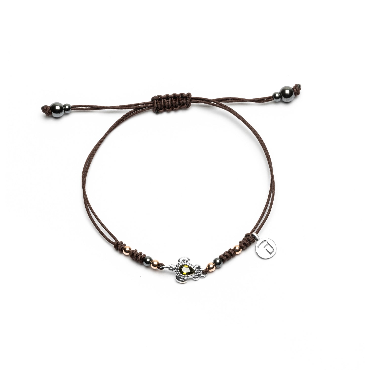 Silver Macrame Bracelet with Mini Turtle